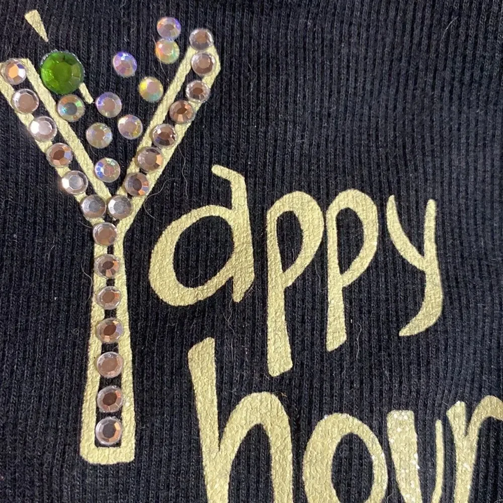 Martini Happy Hour Bling Dog Shirt